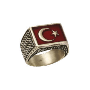 Gümüş Ay Yıldız Erkek Yüzük