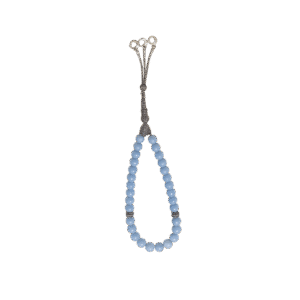 Usta İşi Gümüş Püsküllü Akuamarin Tesbih