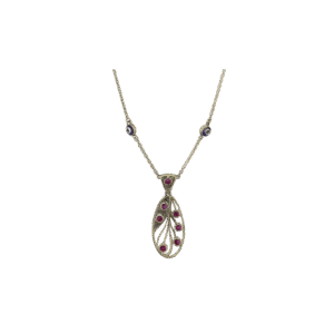 Art Nouveau Sanatı Oksitli Kök Yakut & Zümrüt Kolye