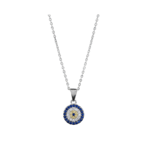 925 Ayar Gümüş Zirkon Taşlı Nazar Model Kolye