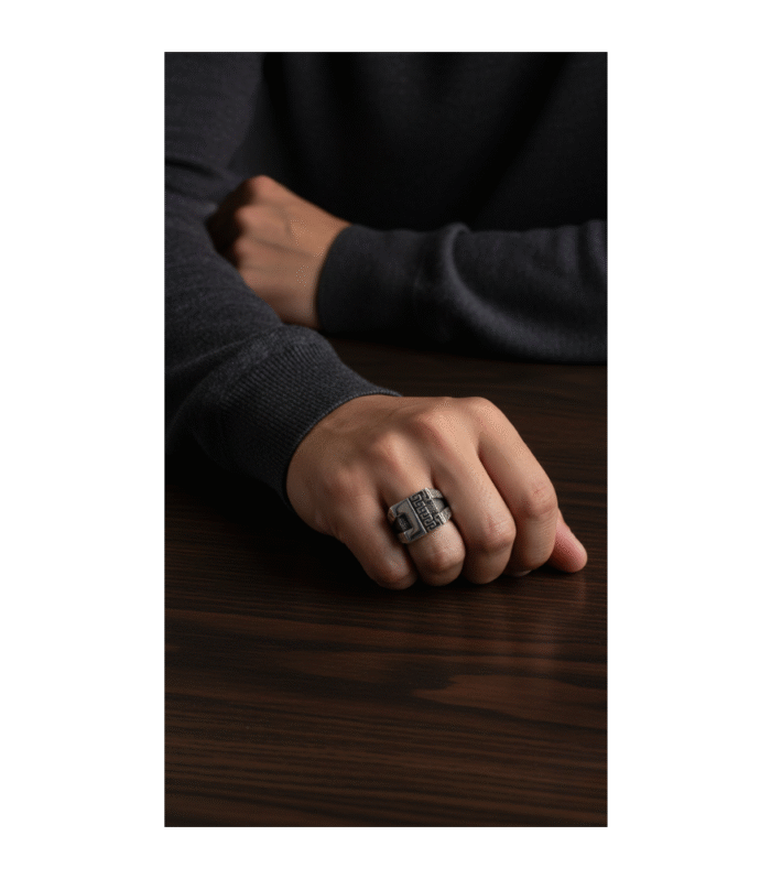 Geometrik Detaylı Erkek Yüzük
