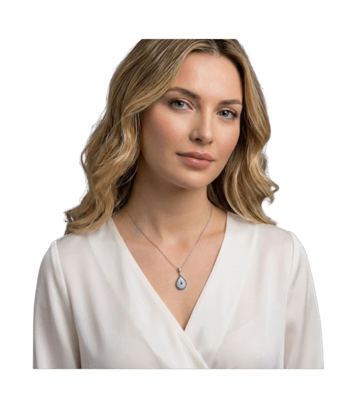 Mavi Zirkon Damla Tasarım Kolye