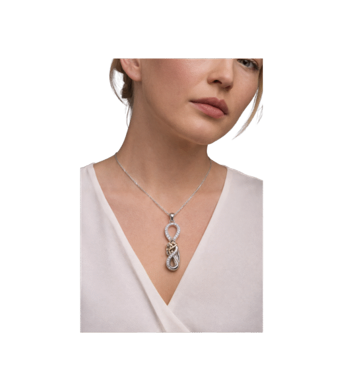 Sonsuzluk Figürlü Sarılan Çift Gümüş Kolye