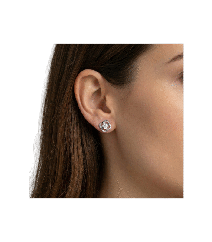 Zirkon Taşlı 4 Yapraklı Yonca Çivi Küpe