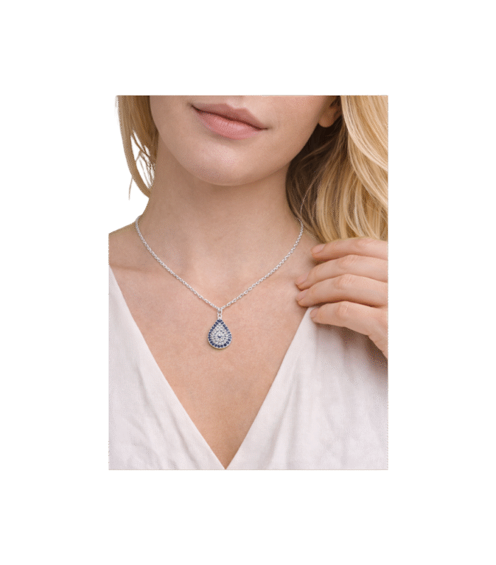 Zirkon Taşlı Damla Nazar Tasarım Kolye