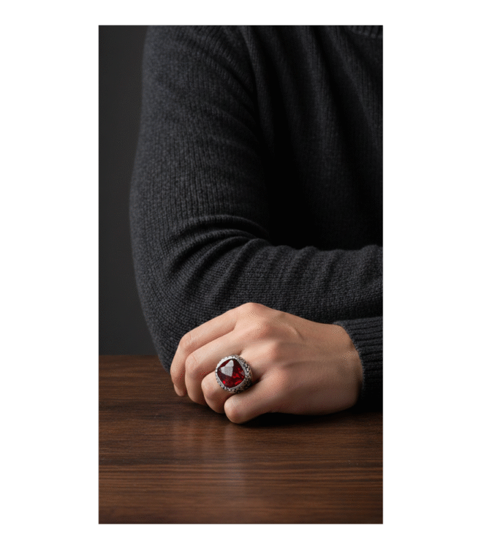 Zirkon Taşlı Örgü Tasarım Erkek Yüzük