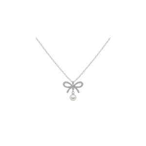 Zirkonyum Taşlı Fiyonklu İnci Kolye 