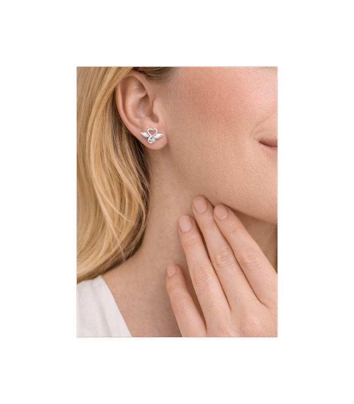 Zirkonyum Taşlı Gümüş Melek Kanadı Küpe