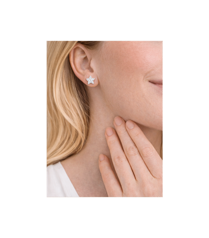 Zirkonyum Taşlı Yıldız Çivi Küpe